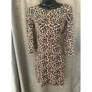 Long Sleeve Leopard Mini Sweater Dress